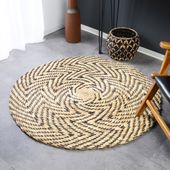 Teppich Bodenleger Läufer Matte rund aus Wasserhyazinthe verschiedene Größen schwarz natur Wohnfreuden