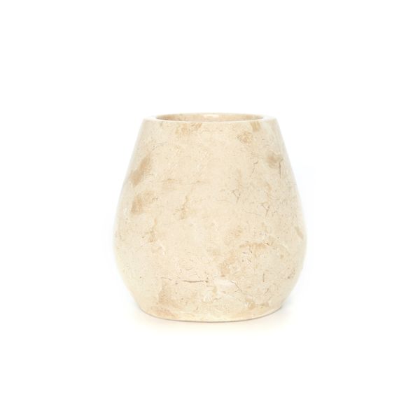Wohnfreuden Marmor WC-Bürstenhalter für Toiletten 15 cm creme poliert Toilettenbürstengarnitur Bad 