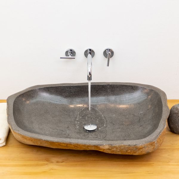 wohnfreuden Naturstein Waschbecken oval 80 cm