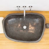 wohnfreuden Naturstein Waschbecken oval 80 cm