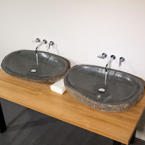 Naturstein Zwilling Doppelwaschbecken ca. 80 cm