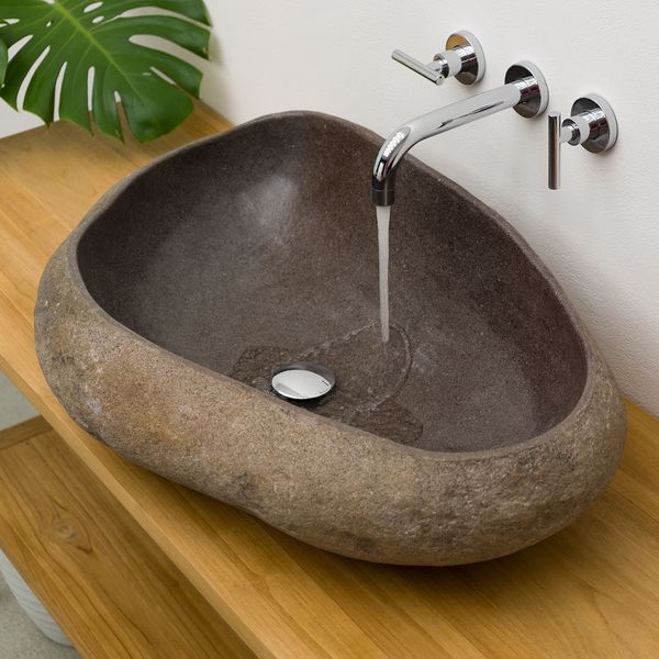 Naturstein Waschbecken 70 cm mit Naturkante