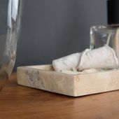 Deko-Marmor-Tablett 24 x 12 cm Stein Servierplatte weiss-beige recht-eckig Rand Bad günstig kaufen wohnfreuden