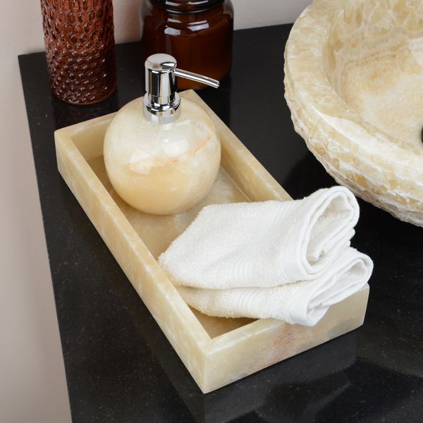 wohnfreuden Onyxmarmor Tablett 30 cm hoher Rand