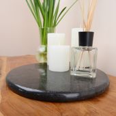 wohnfreuden Marmor Tablett 30 cm schwarz rund
