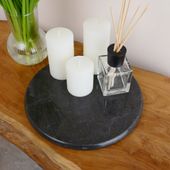 wohnfreuden Marmor Tablett 30 cm schwarz rund