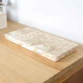 Deko-Marmor-Tablett 30 x 15 cm Stein Servierplatte weiss-beige recht-eckig flach Bad günstig kaufen wohnfreuden