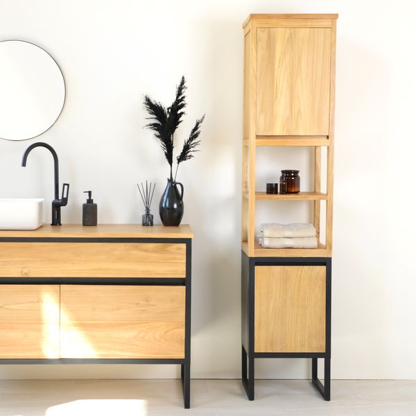 wohnfreuden Teakholz Hochschrank SAMURAI 180 cm