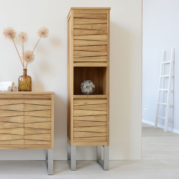 wohnfreuden Teakholz Hochschrank MOUNTAIN 165 cm