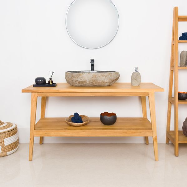 Teakholz Waschtisch-Unterschrank TITIN 140 cm Wohnfreuden