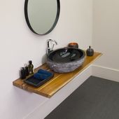 Teakholz Waschtischplatte ab 120 cm Unikatauswahl nach dem Kauf Bad Garten WC Massivholz Badmöbel Holzplatte Unterschrank Wohnfreuden