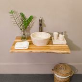 Teakholz Waschtischplatte ab 80 cm Unikatauswahl nach dem Kauf Bad Garten WC Massivholz Badmöbel Holzplatte Unterschrank Wohnfreuden