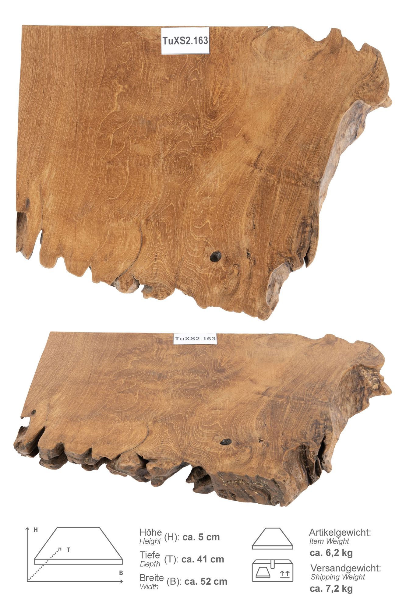 Holz Eck-Waschtischplatte LUXE 90° Gr. XS ab 40 cm lasiert TuXS2.163