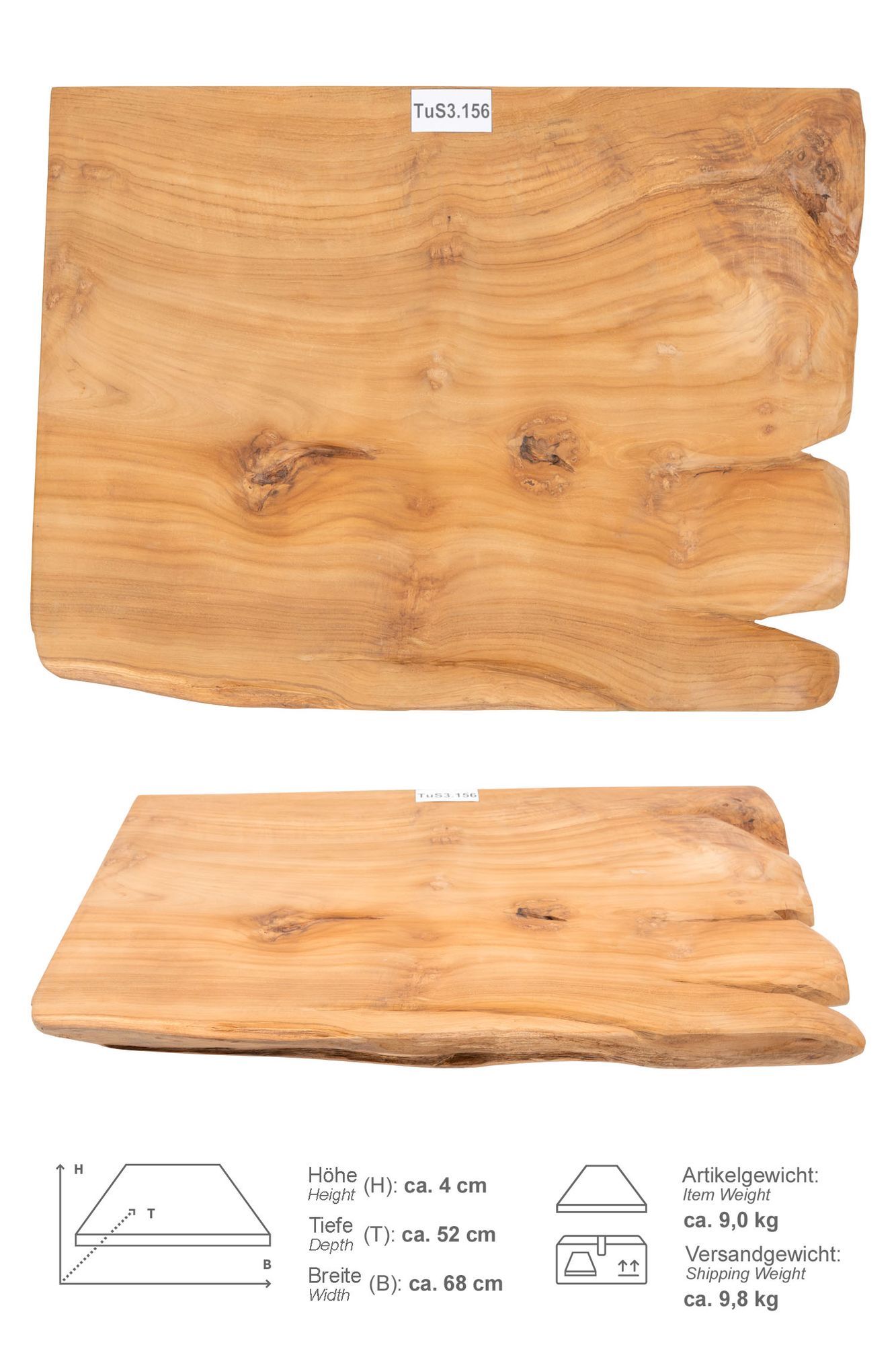 Holz Eck-Waschtischplatte LUXE 90° Gr. S ab 60 cm lasiert TuS3.156