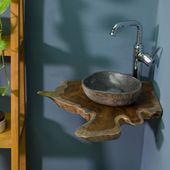 Holz Waschtischplatte für Aufsatzwaschbecken ab 50 cm Bad Garten WC Massivholz Badmöbel Holzplatte Waschtisch-Unterschrank Wohnfreuden