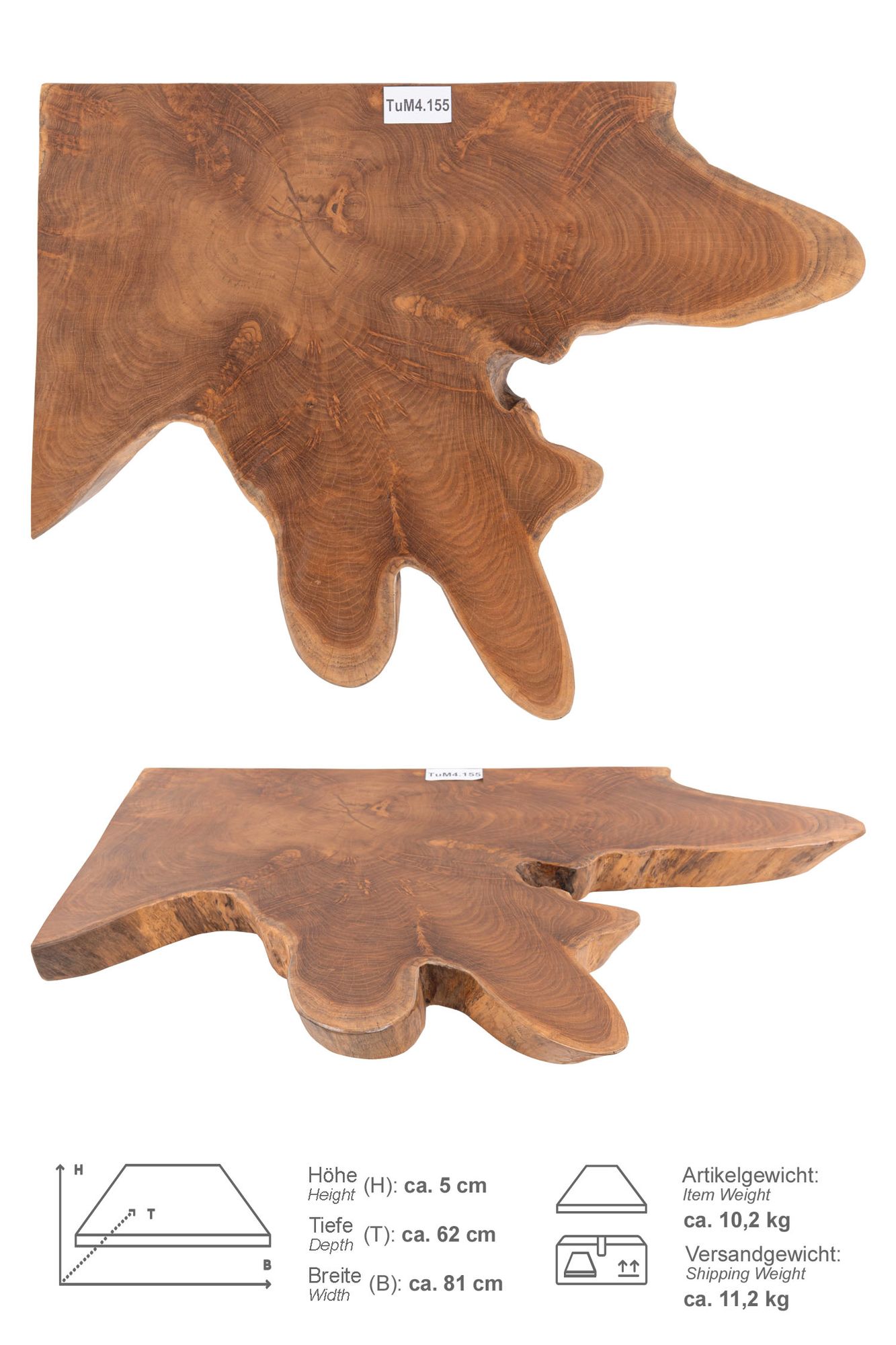 Holz Eck-Waschtischplatte LUXE 90° Gr. M ab 80 cm lasiert TuM4.155