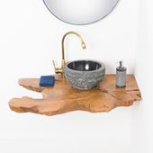 Teakholz Eck-Waschtischplatte ab 70 cm günstig kaufen 1