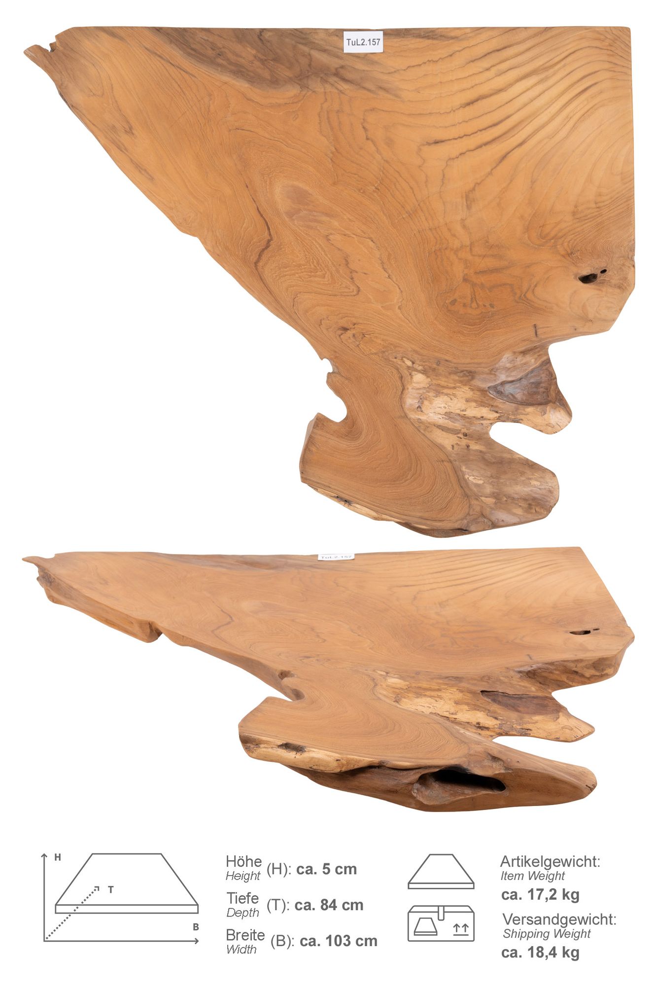 Holz Eck-Waschtischplatte LUXE 90° Gr. L ab 100 cm lasiert TuL2.157