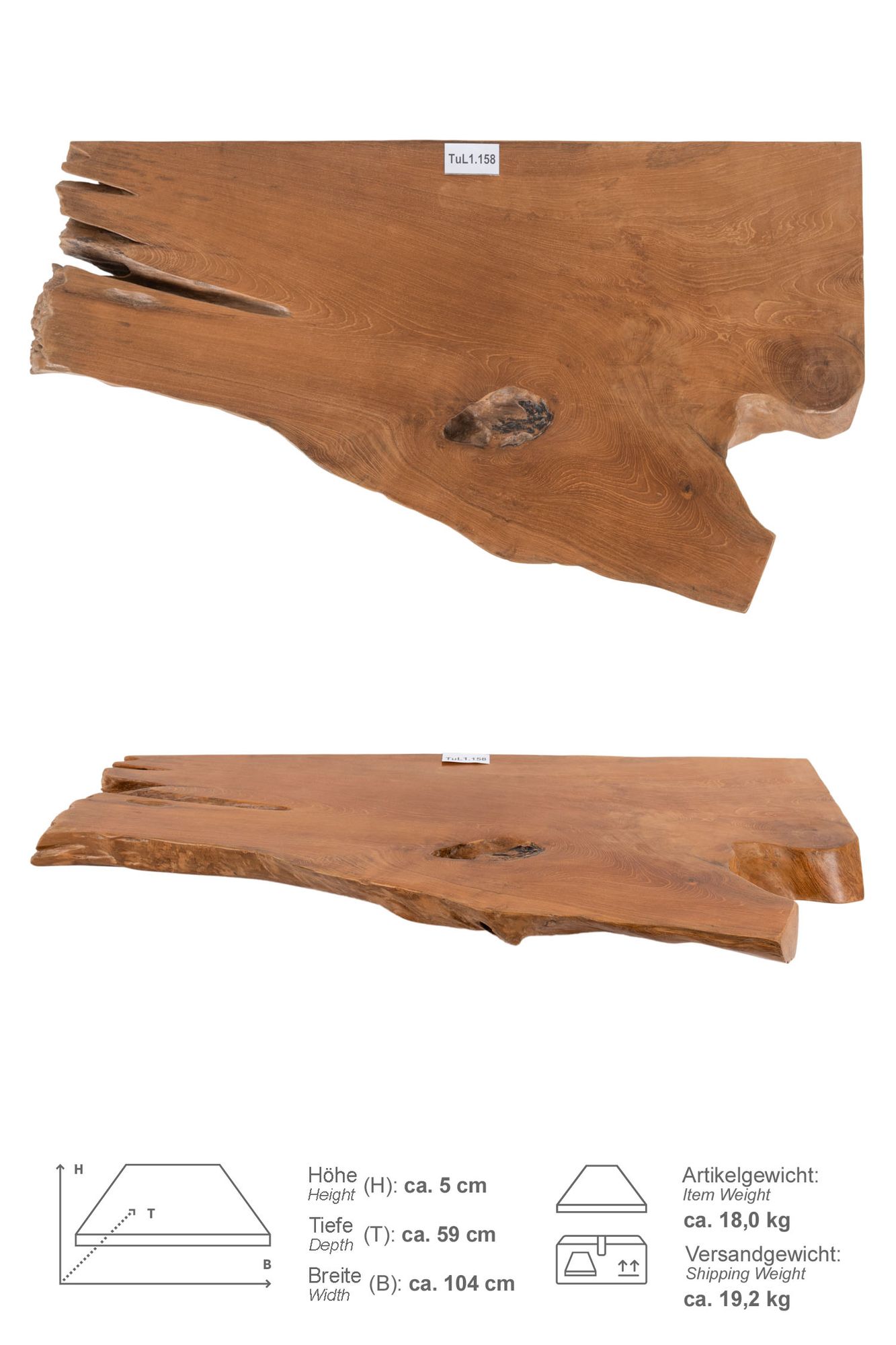 Holz Eck-Waschtischplatte LUXE 90° Gr. L ab 100 cm lasiert TuL1.158