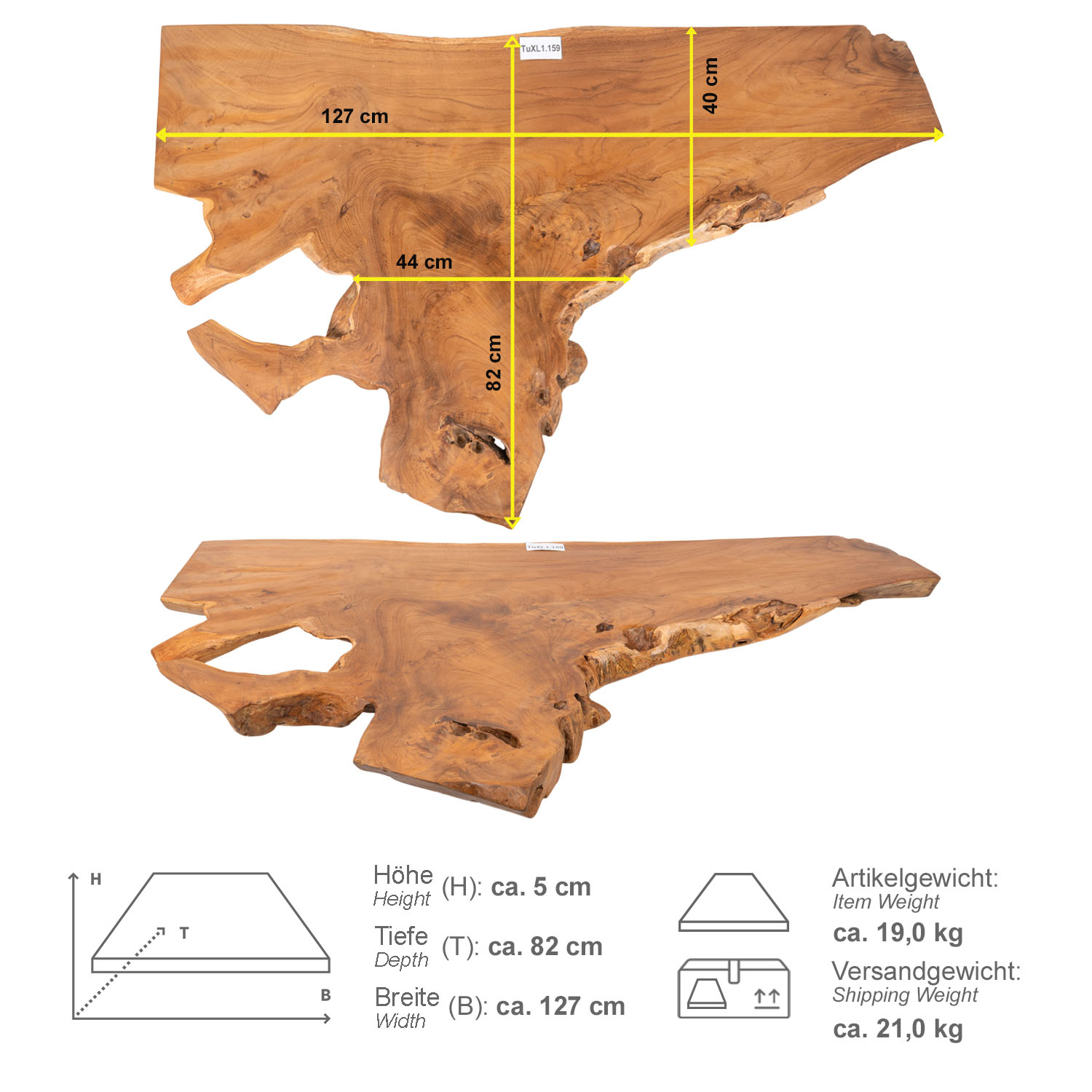 Holz Eck-Waschtischplatte LUXE 90° Gr. XL ab 120 cm lasiert TuXL1.159