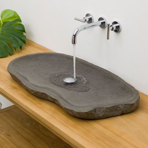 Naturstein Waschbecken 80 cm extraflach