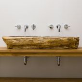 Doppel-Waschbecken 95 cm versteinert fossil Holz kaufen 5