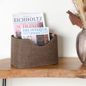 wohnfreuden Zeitungsständer aus Stoff mit Teakholz 30 cm dunkelbraun