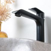 Mischbatterie Einhebel-Waschtisch-Mischer schwarz Einhand Waschtischarmatur Bad für Steinwaschbecken Aufsatzwaschbecken Wohnfreuden