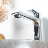 Mischbatterie Einhebel-Waschtisch-Mischer chrom Einhand Waschtischarmatur Bad für Steinwaschbecken Aufsatzwaschbecken Wohnfreuden