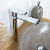 Mischbatterie Einhebel-Waschtisch-Mischer chrom Einhand Waschtischarmatur Bad für Steinwaschbecken Aufsatzwaschbecken Wohnfreuden