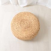 wohnfreuden Rund Pouf Sitzkissen Sitzsack-Hocker Fußhocker Bodenkissen Polsterhocker Strickhocker 40 cm Wasserhyazinthe Natur Hocker