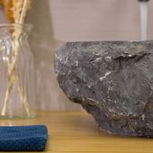 Marmor-Stein-Waschbecken 30 cm mit Naturkante schwarz Badezimmer Naturstein Waschbecken Stein-Waschschale Aufsatz-Hand-Waschbecken Wohnfreuden