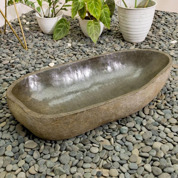 Naturstein Schale Steinschale poliert 80 cm kaufen