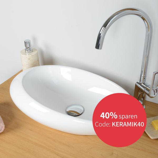 Keramik Aufsatzwaschbecken 50 cm oval weiß