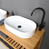 wohnfreuden Keramik Aufsatzwaschbecken 60 cm oval weiss