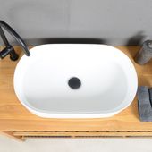 wohnfreuden Keramik Aufsatzwaschbecken 60 cm oval weiss