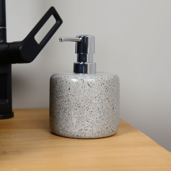 wohnfreuden Terrazzo Seifenspender grau