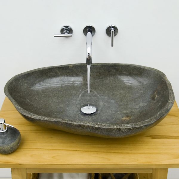 Naturstein Waschbecken rundum poliert 70 cm