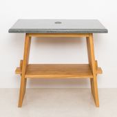 Wohnfreuden Teakholz Waschtisch ZEN 80 cm mit Natursteinplatte