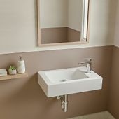 Keramik Waschbecken weiß glänzend  46 cm rechteckig wohnfreuden