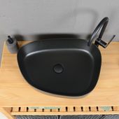 Keramik Aufsatzwaschbecken matt schwarz 55 cm