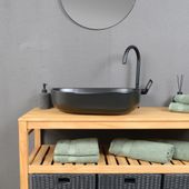 Keramik Aufsatzwaschbecken matt schwarz 55 cm