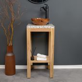 Waschtisch SMINI Teakholz mit Terrazzo Platte kaufen 1