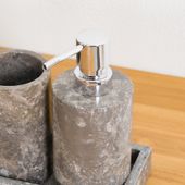 Badaccessoire-Set Marmor grau Barito 5teilig Wohnfreuden