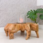 Wohnfreuden Teakholz Ethanol Kamin Spyder 105 cm