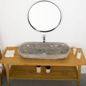 Marmor Waschbecken Erosi grau 100cm Wohnfreuden