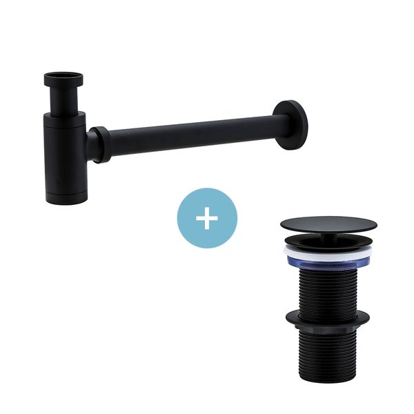 Ablaufgarnitur Set Siphon Permanentablauf Ventil schwarz kaufen