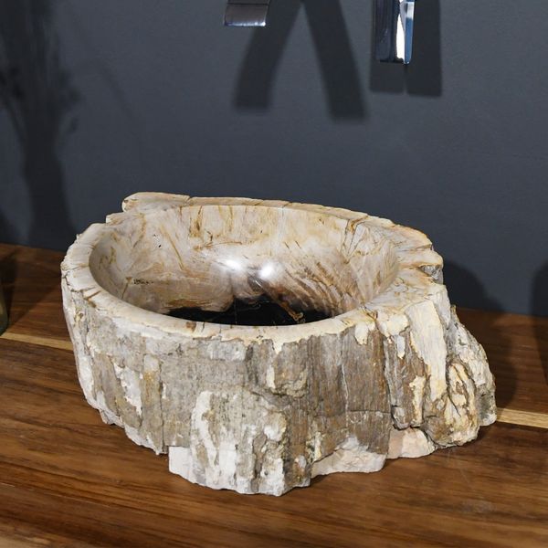 Fossiles Holz Waschbecken natürlich 41x29x15 cm
