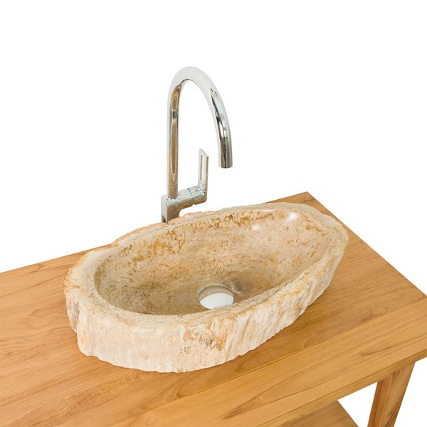 Fossiles Holz Waschbecken natürlich 52x28x15 cm