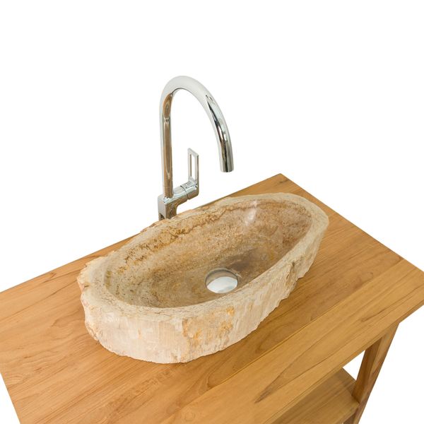 Fossiles Holz Waschbecken natürlich 50x26x15 cm